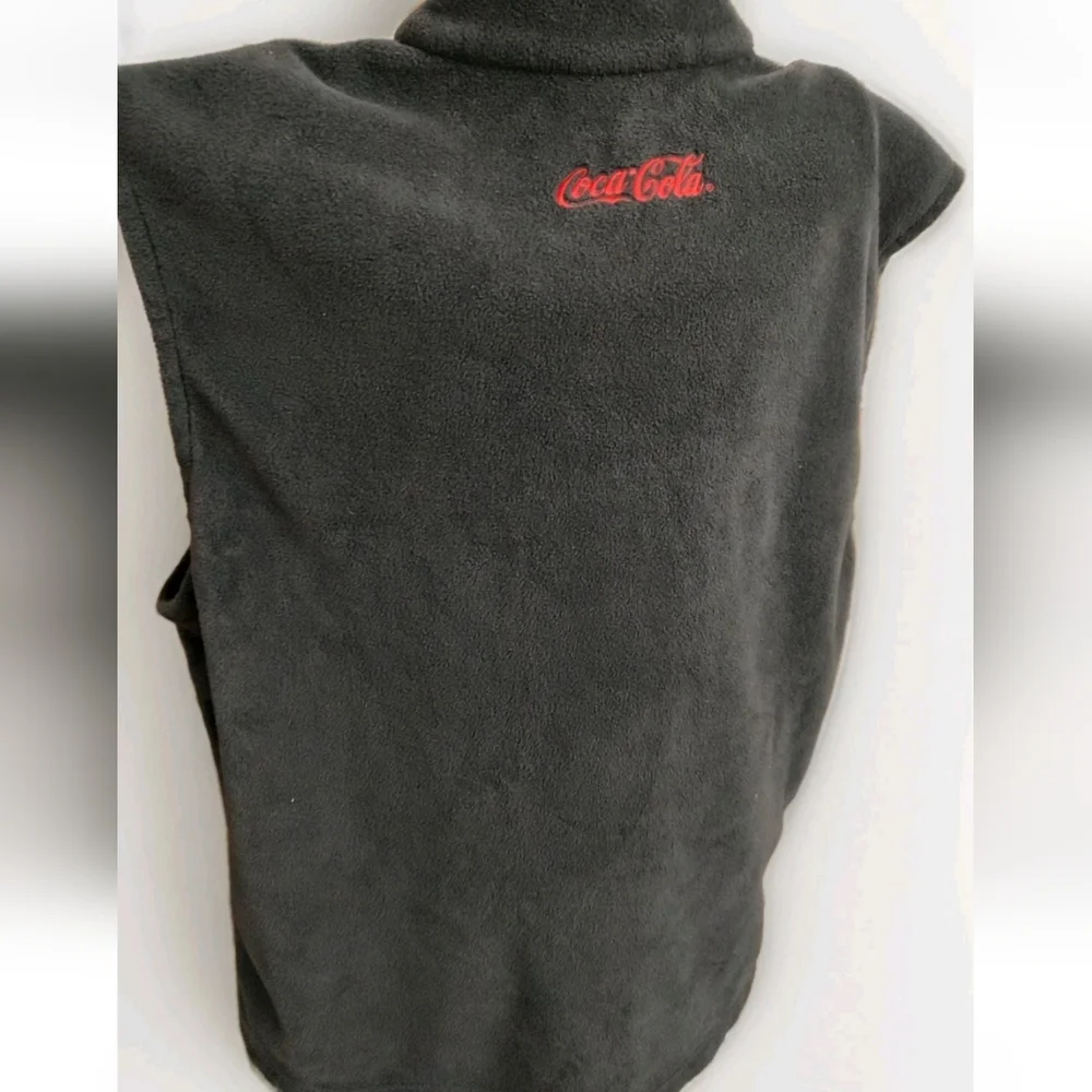 Columbia Dk Gray Full Zip Fleece Vest Lg Personalized Coca Cola South Carolina!